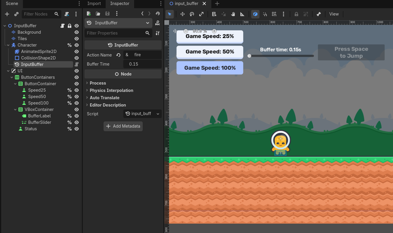 Scene setup for the InputBuffer demo