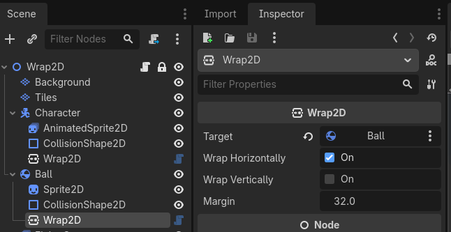 Wrap2D component applied to a RigidBody2D