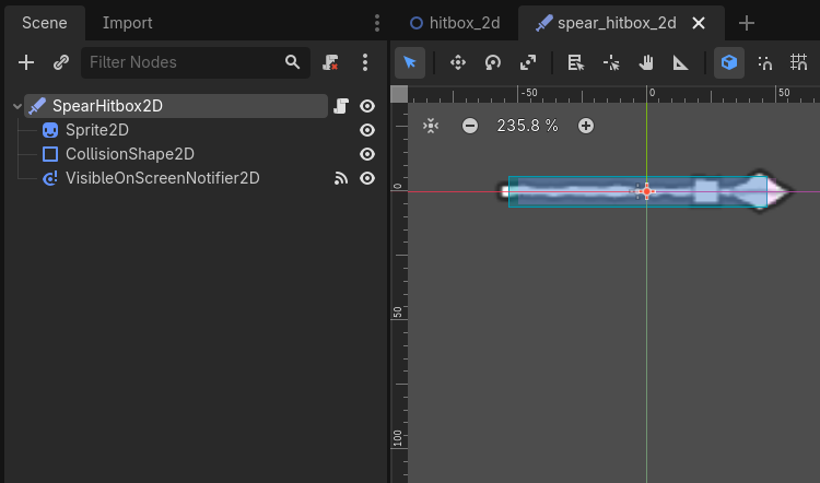 SpearHitbox2D example scene.