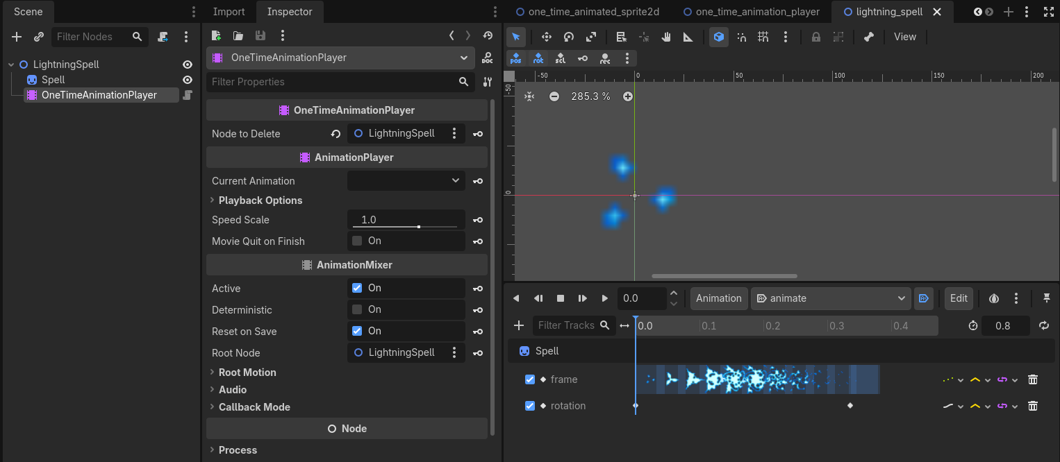 Example scene setup for a OneTimeAnimationPlayer