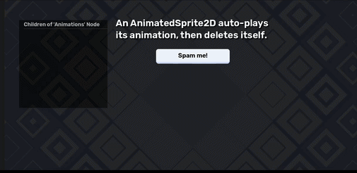OneTimeAnimationPlayer and OneTimeAnimatedSprite2D components in action.